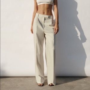 Zara Oyster White Wide Leg Pants
